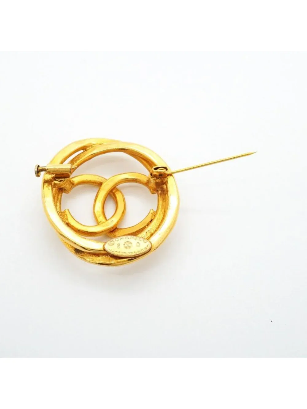 Chanel Brooch Vintage CC Logo Gold Plated
